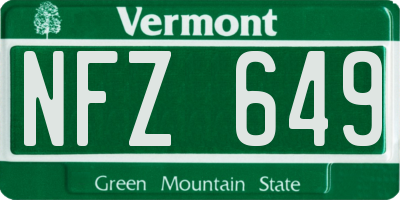 VT license plate NFZ649