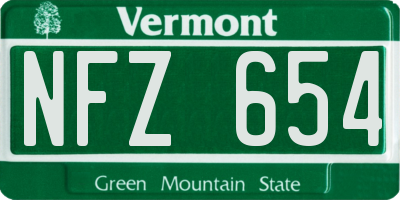 VT license plate NFZ654