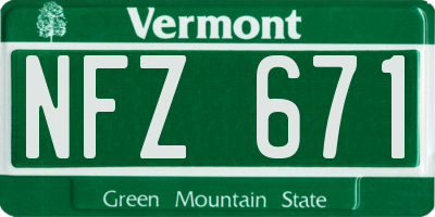 VT license plate NFZ671