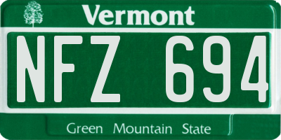 VT license plate NFZ694