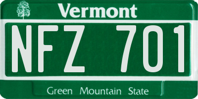 VT license plate NFZ701