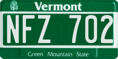 VT license plate NFZ702