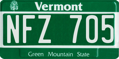 VT license plate NFZ705