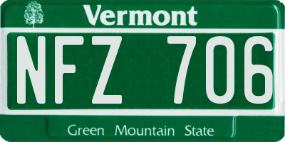 VT license plate NFZ706
