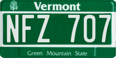 VT license plate NFZ707