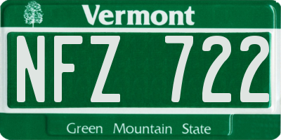 VT license plate NFZ722