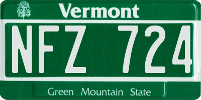 VT license plate NFZ724