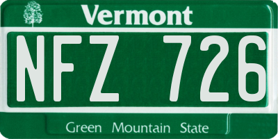 VT license plate NFZ726