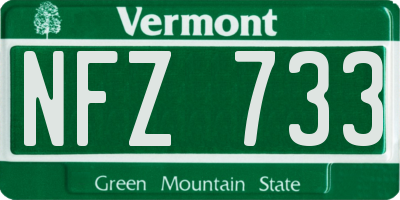 VT license plate NFZ733