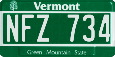 VT license plate NFZ734
