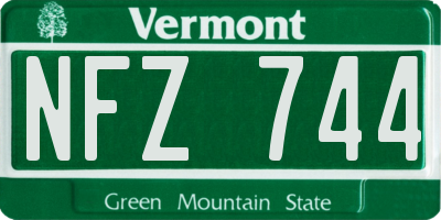 VT license plate NFZ744