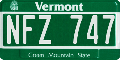 VT license plate NFZ747