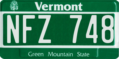 VT license plate NFZ748