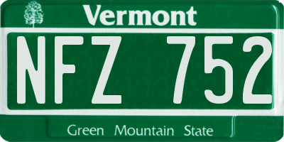 VT license plate NFZ752