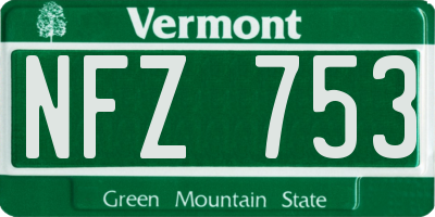 VT license plate NFZ753