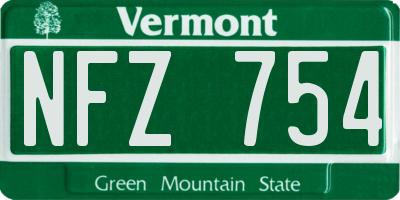 VT license plate NFZ754