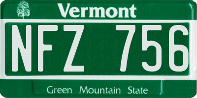 VT license plate NFZ756