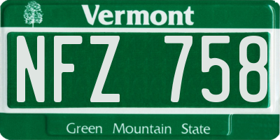 VT license plate NFZ758