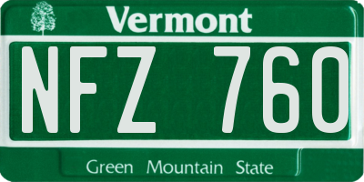 VT license plate NFZ760