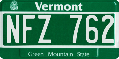 VT license plate NFZ762