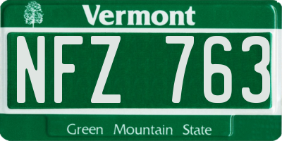 VT license plate NFZ763