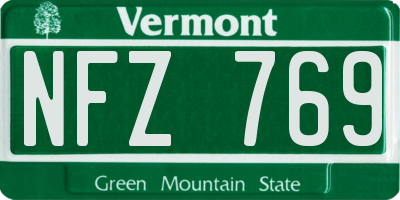VT license plate NFZ769