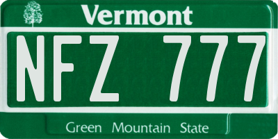 VT license plate NFZ777