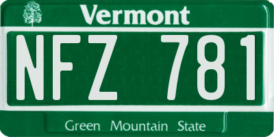 VT license plate NFZ781