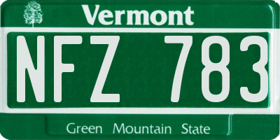 VT license plate NFZ783