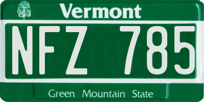VT license plate NFZ785