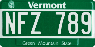 VT license plate NFZ789