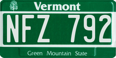 VT license plate NFZ792