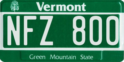VT license plate NFZ800