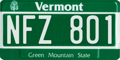 VT license plate NFZ801