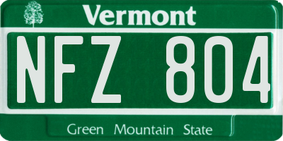 VT license plate NFZ804