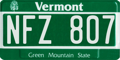 VT license plate NFZ807