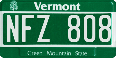 VT license plate NFZ808