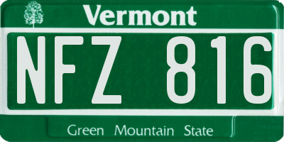 VT license plate NFZ816