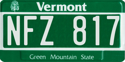 VT license plate NFZ817