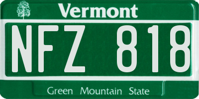 VT license plate NFZ818