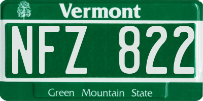 VT license plate NFZ822
