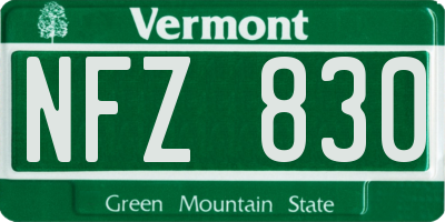 VT license plate NFZ830