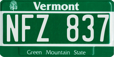 VT license plate NFZ837