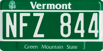 VT license plate NFZ844