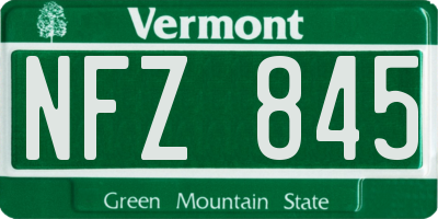 VT license plate NFZ845