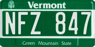VT license plate NFZ847