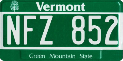 VT license plate NFZ852