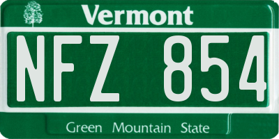 VT license plate NFZ854