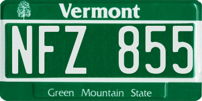 VT license plate NFZ855