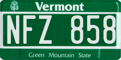 VT license plate NFZ858